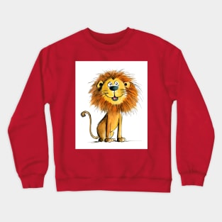 Happy Cartoon Lion Crewneck Sweatshirt